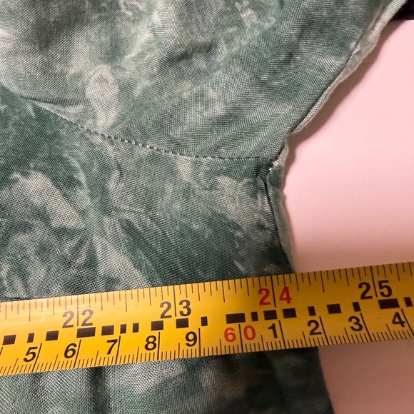 COTTAGECORE FAIRY Sz XL Green Cream 3/4 Sleeve Tie Dye Dress Embroidered Crochet - Picture 9 of 10